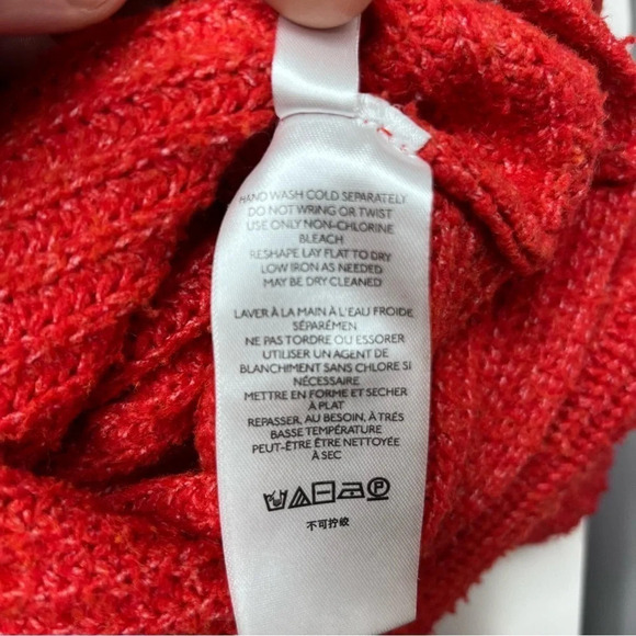 Pilcro Oversized Knit Cowl-Neck Sweater in Red/Orange Size X-Small - Picture 13 of 14